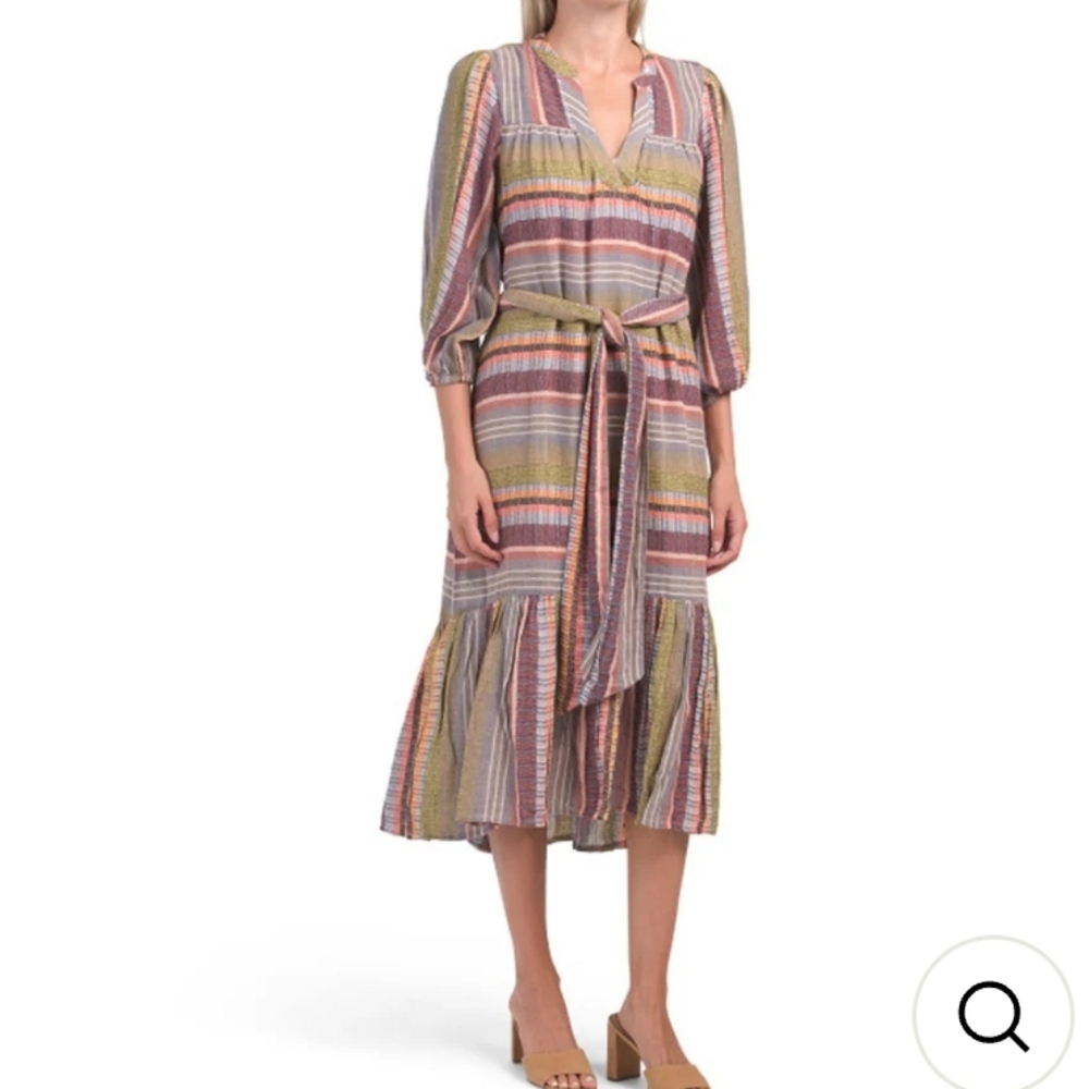 Anthropologie D.RA Los Angeles Jacquard Jenwin striped boho midi dress Size S